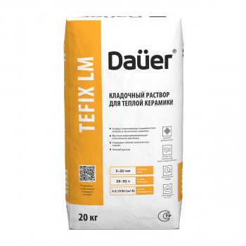 Теплоизоляционный кладочный раствор для теплой керамики Dauer TEFIX LM 20 кг Зима